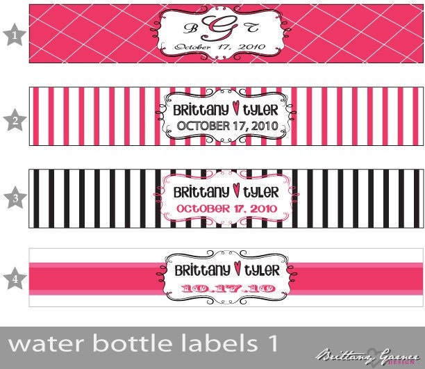 Wedding Water Bottle Labels Digital Design From BrittanyGarnerDesign