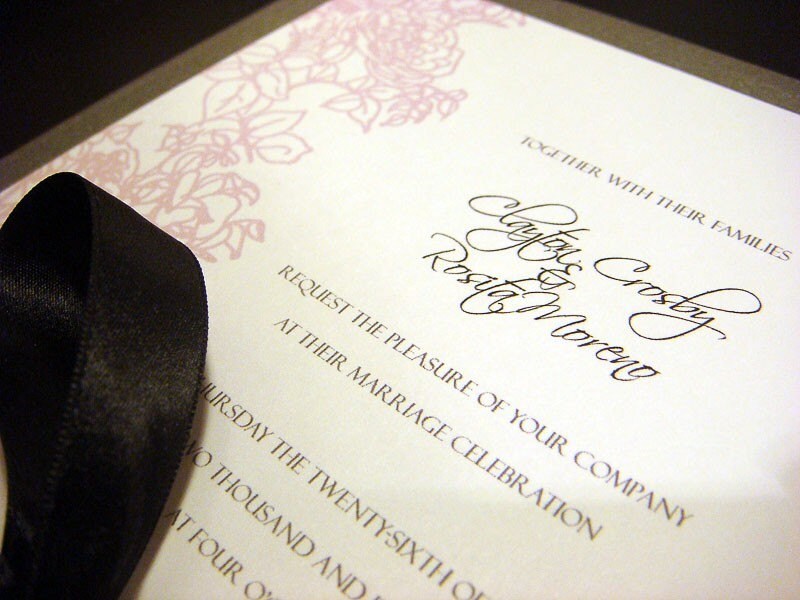 English Garden Elegant wedding invitation original hand drawn roses