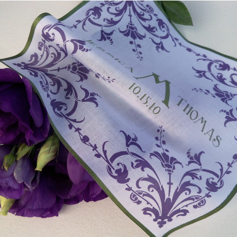 Floral damask wedding handkerchief personalized From ArtfulBeginnings