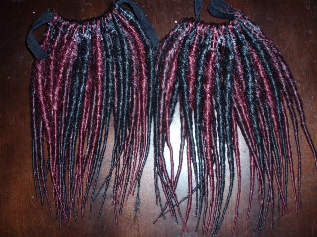 Pair Short Dreadlocks Black Burgundy Off Black Burgundy Mix Dreads