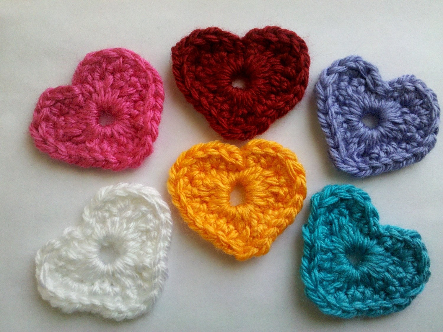 Valentine heart 6 Crochet heart Appliques Handmade From Qspring