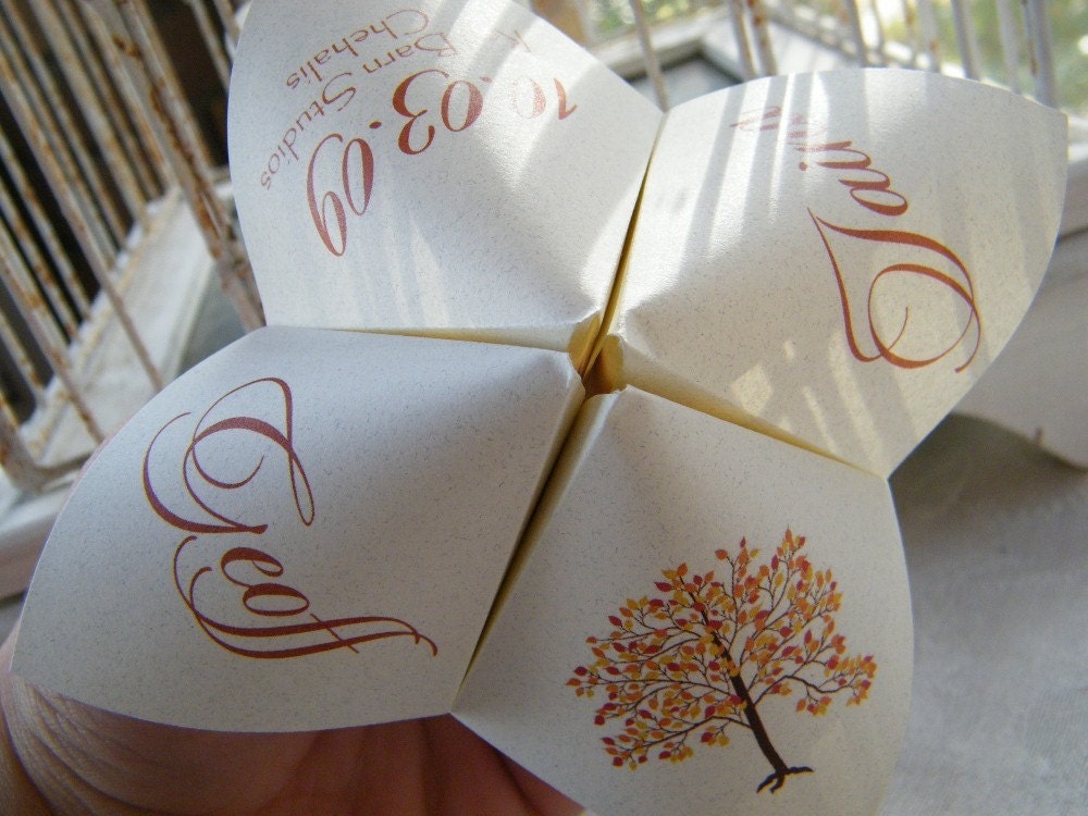 Cootie Catchers Origami Wedding Programs Set of 150 COLOR Ink