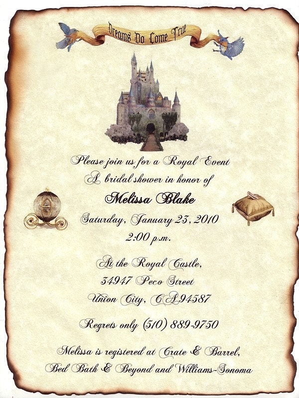qty 75 Cinderella FairyTale Ancient Castle Wedding Invitation Scrolls