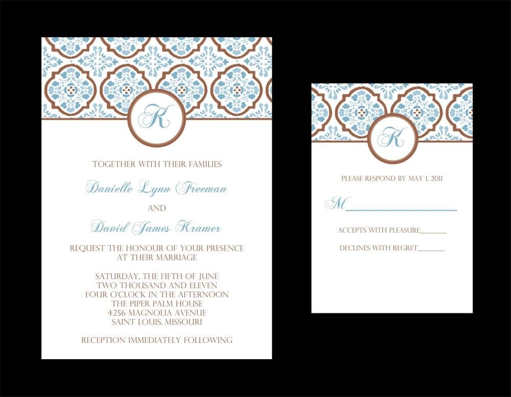 Vintage Tiles Printable Wedding Invitation From paperfrostingdesigns