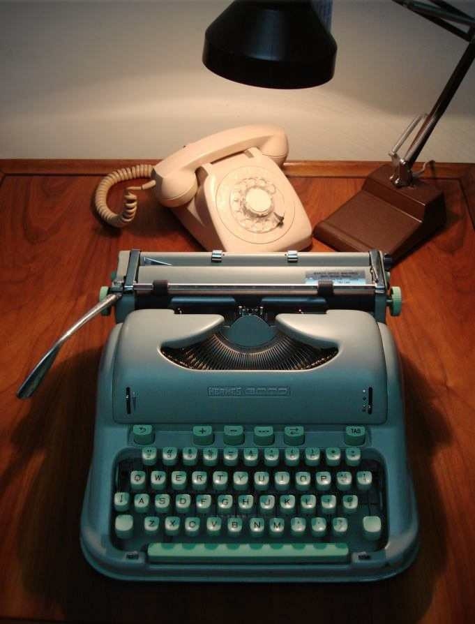 Hermes 3000 Cursive Font Script 50s Aqua Blue Typewriter From JBHoffman