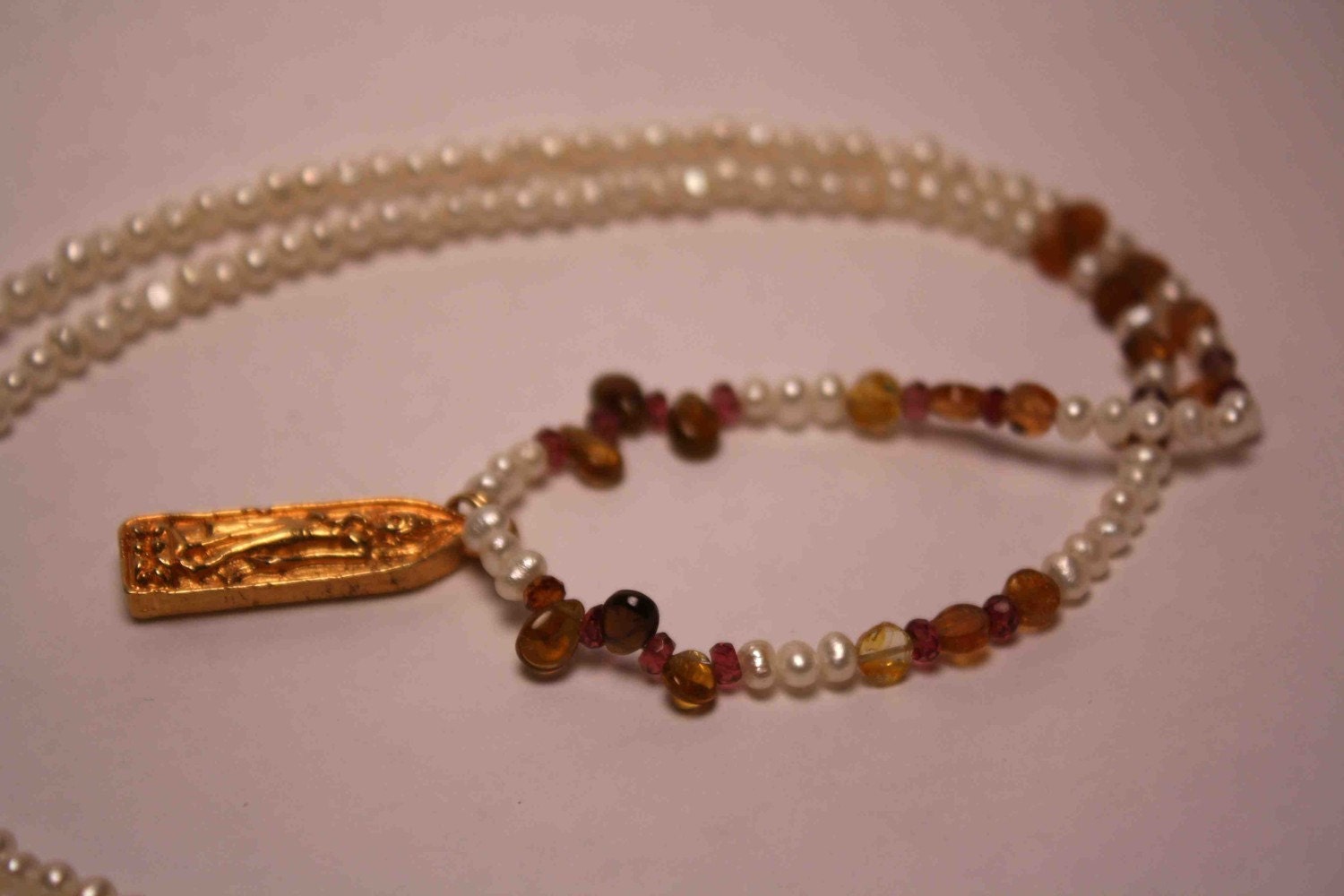 Pearl and Tourmaline Buddha Charm Necklace by AZ artist Brian Harrison
