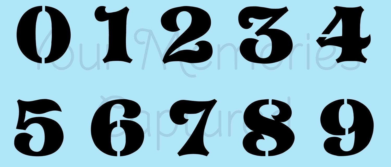 Old Time Font Numbers 1 inch