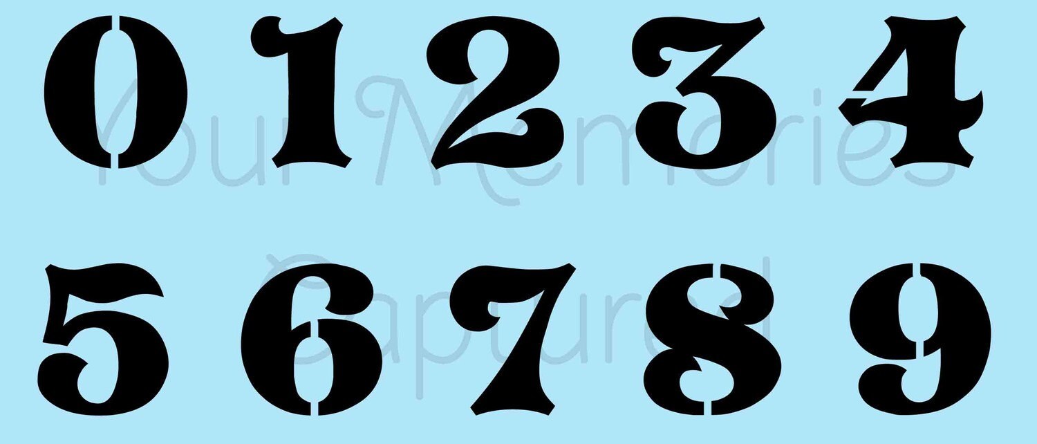 Old Time Font Numbers 1 inch