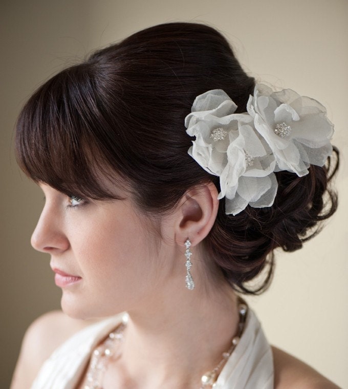Bridal Hairpin Organza Flower Headpiece Wedding Hair Accessory Bridal 