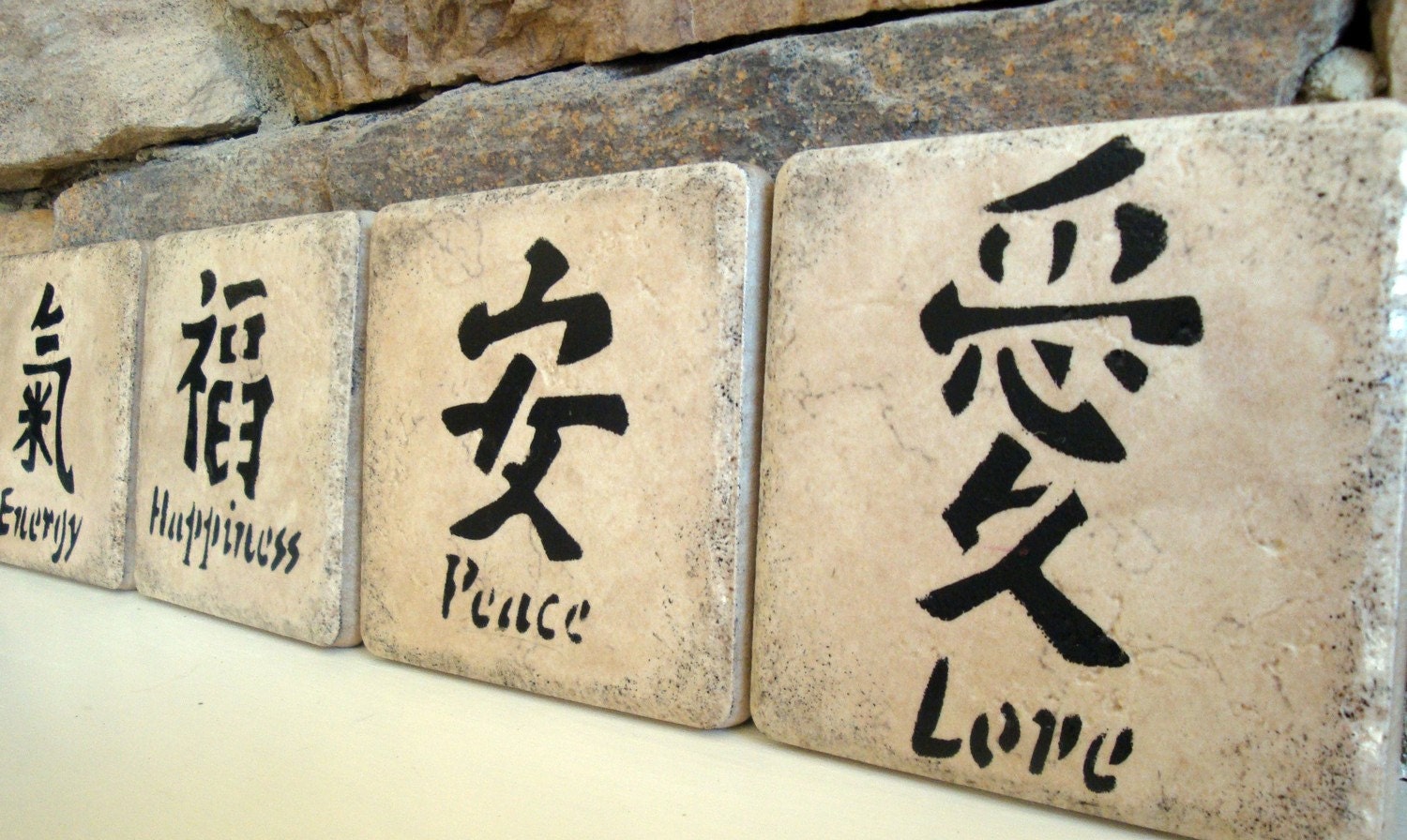 Chinese symbols coasters stone