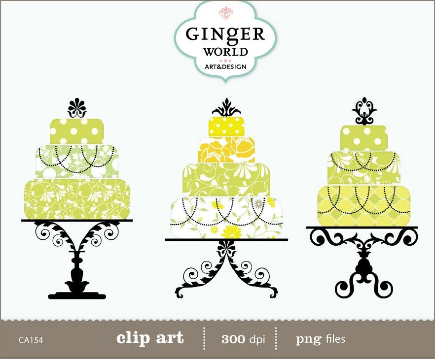 sunshine kiwi Wedding Cake clip art digital illustration printable for DIY