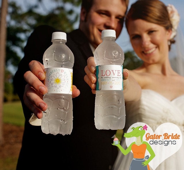 Modern Sweet and Fun Wedding Water Bottle Labels Digital File or Printed