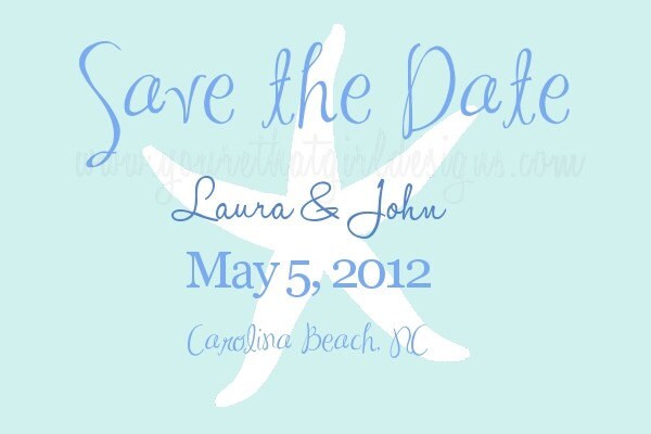 Beach Wedding Save the Date Magnet with Starfish Custom Colors 2 x 3