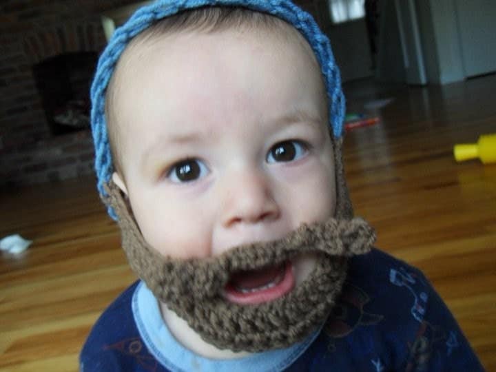 Awesome crocheted beard and mustache The standard Baby Beard Hat comes in a