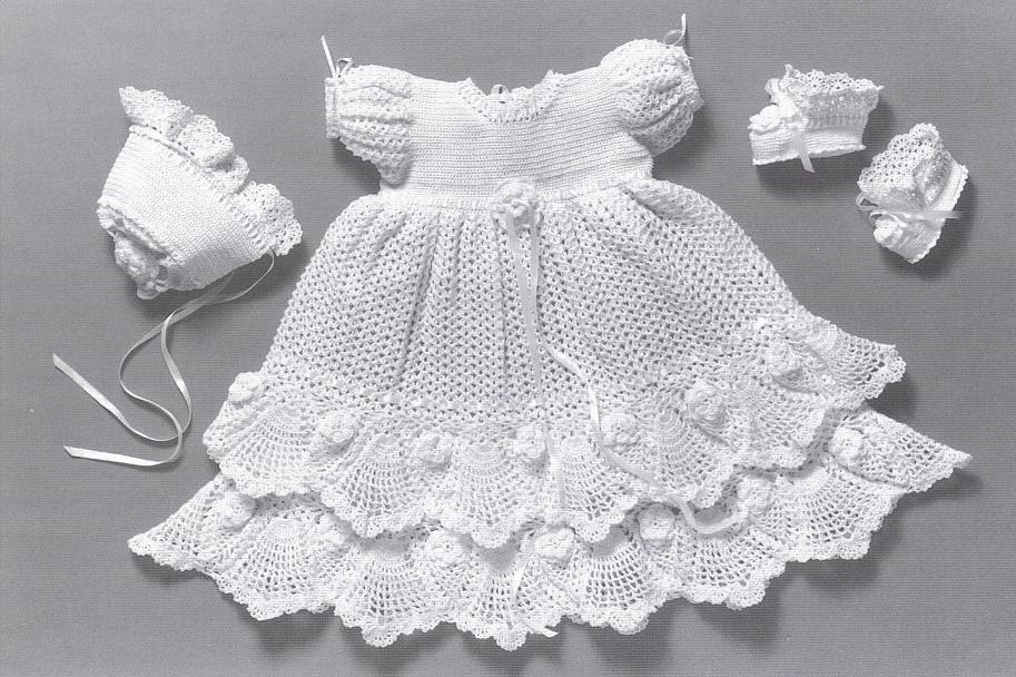 Crochet pattern for christening dress. Free patterns.