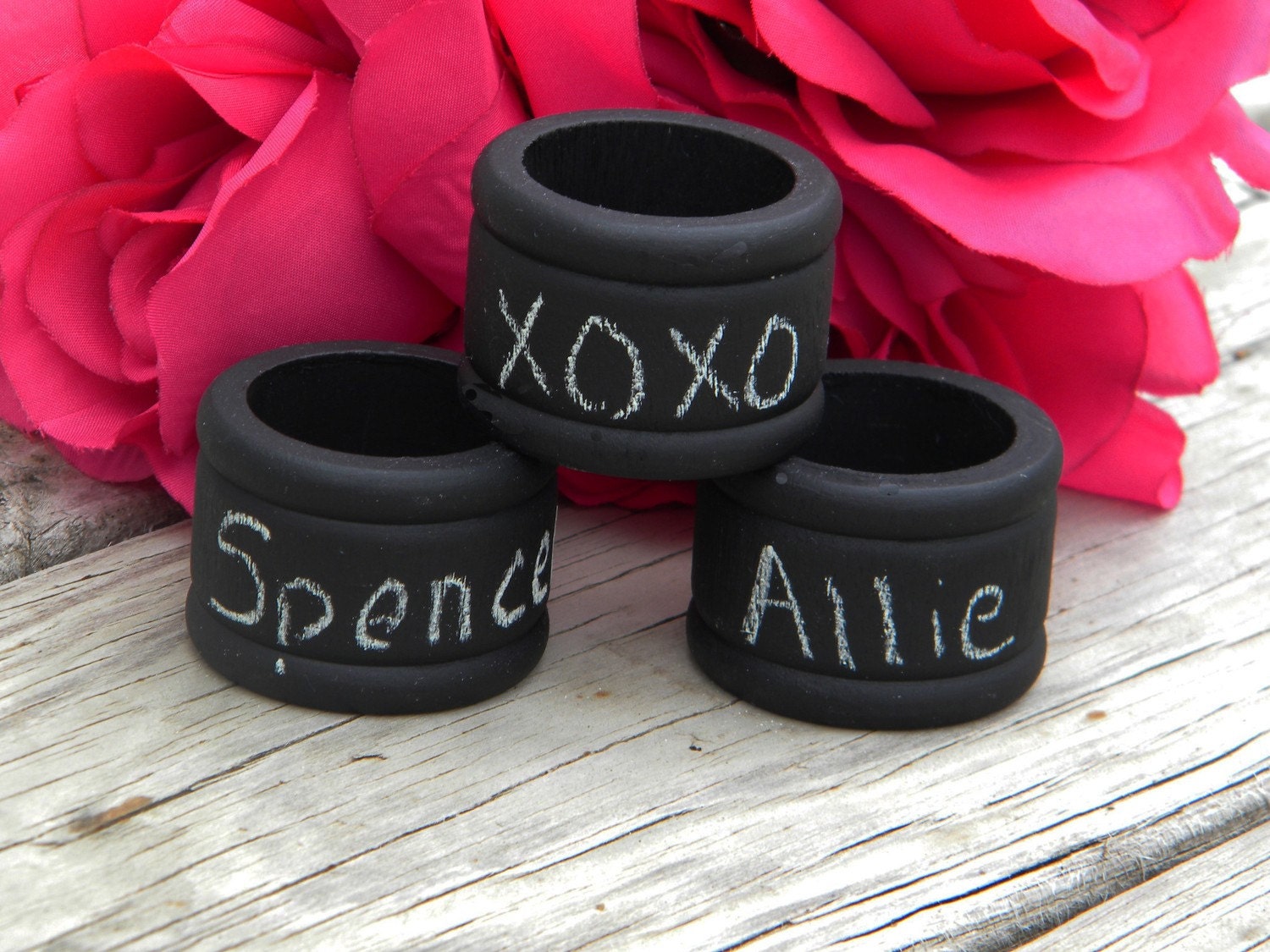 Set of 6 Chalkboard Napkin Rings Wedding Chic Party