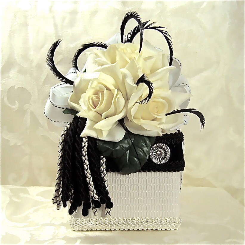 Ivory and Black Truffle Wedding favor Box Gift Ideas Homemade Candy Holder 