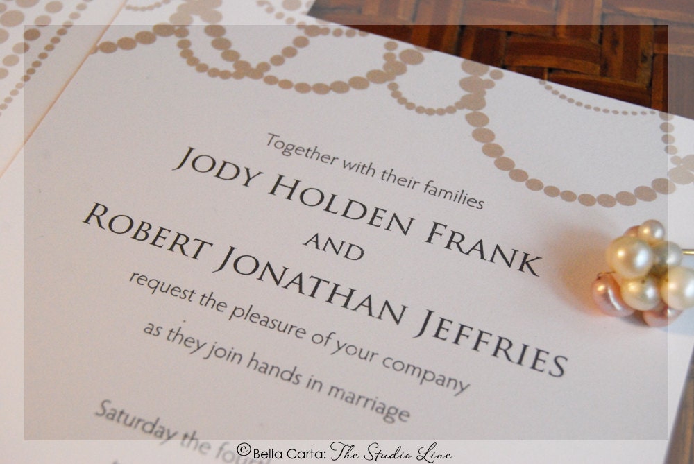 String of Pearls Classic wedding invitation deposit Eco Friendly