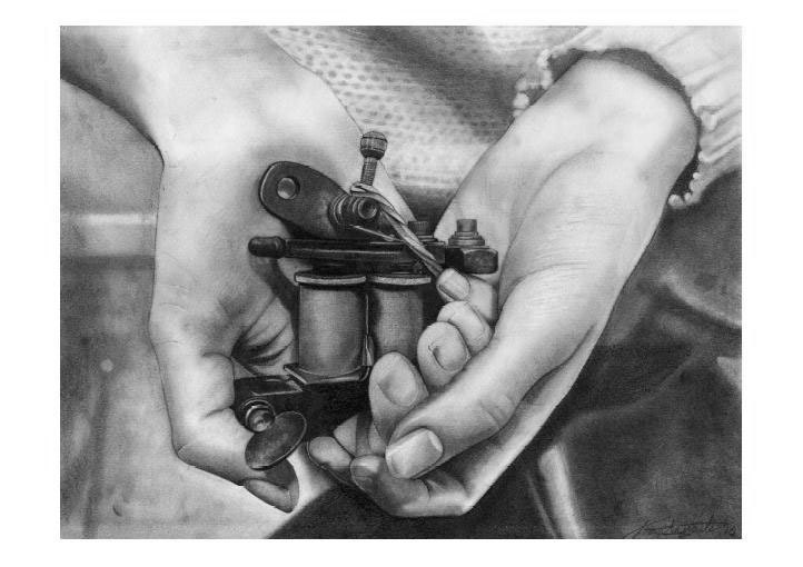 Tattoo Machine Hands Pencil Drawing PRINT Sarah Schor