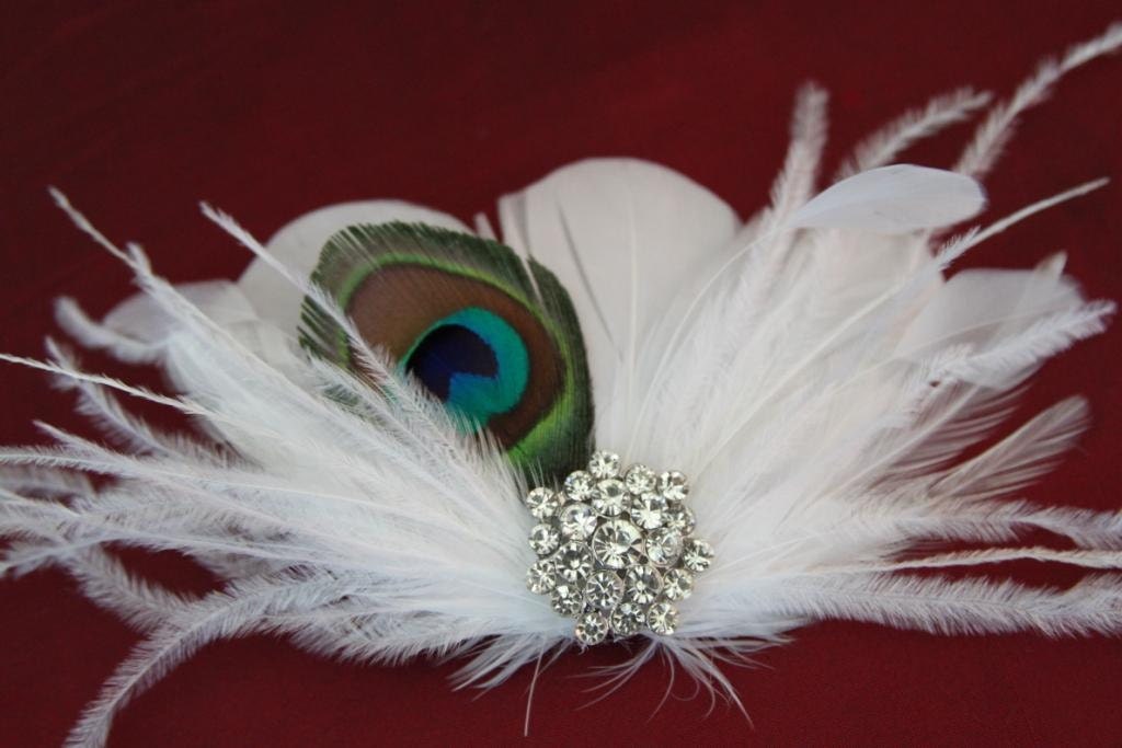 Something Blue White Feather Wedding Fascinator From Madelinelittleboutiq