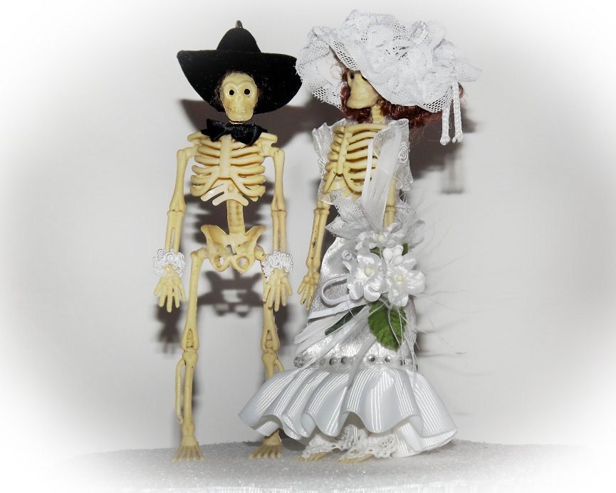 Gothic Skeleton Wedding Cake Toppers Handmade Steampunk New Age