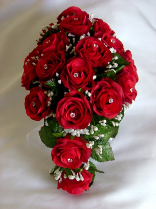 Apple Red Silk Roses BRIDAL BOUQUET Wedding Flowers From SilkBridals