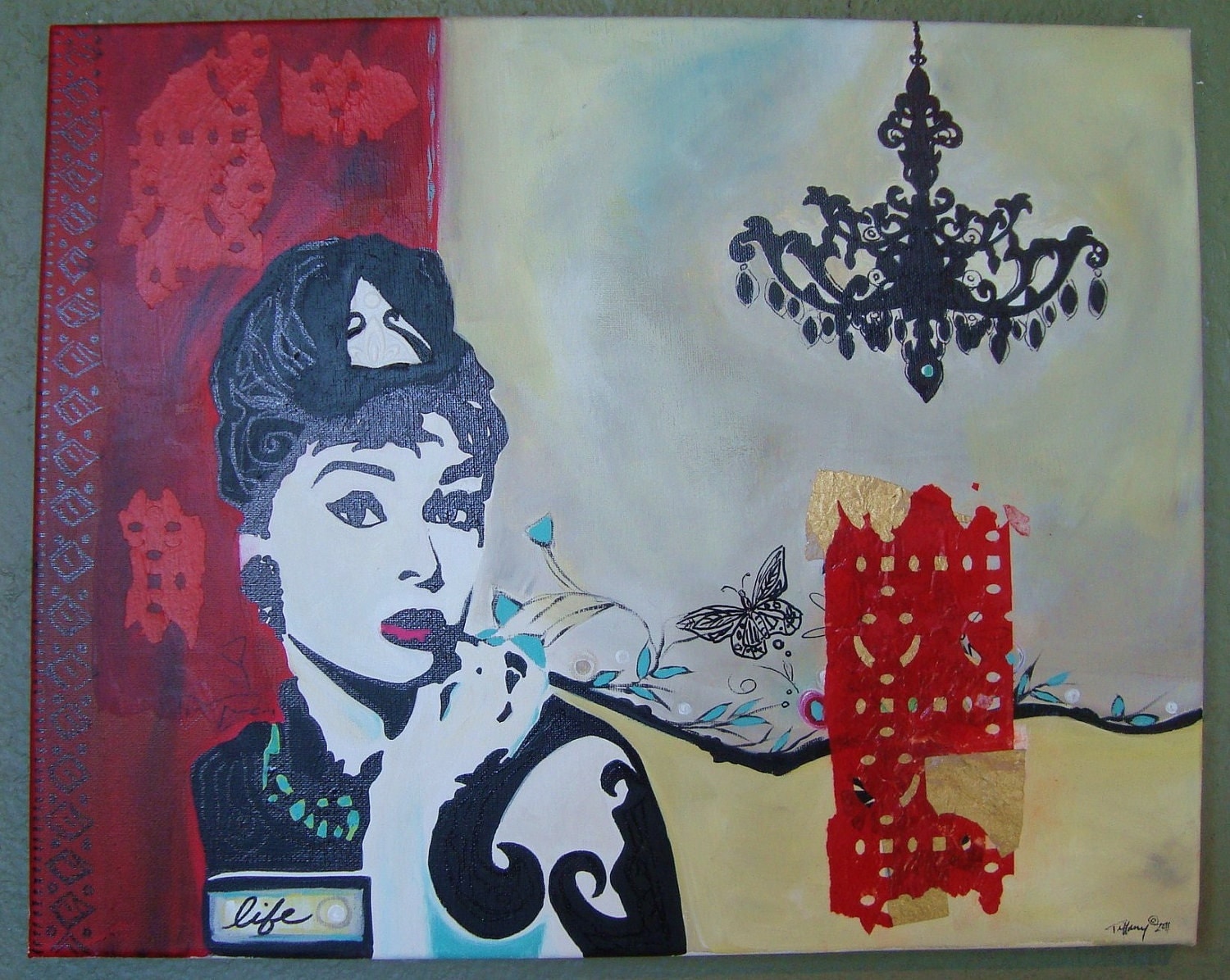 Audrey Hepburn Original Painting 16x20 Free Ship in US