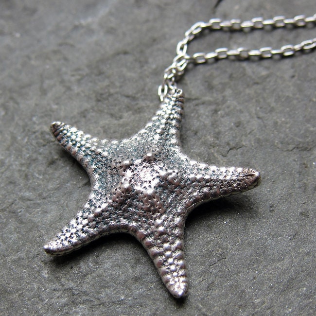 Starfish necklace in recycled sterling silver-starfish necklace, sterling silver, recycled, silver necklace