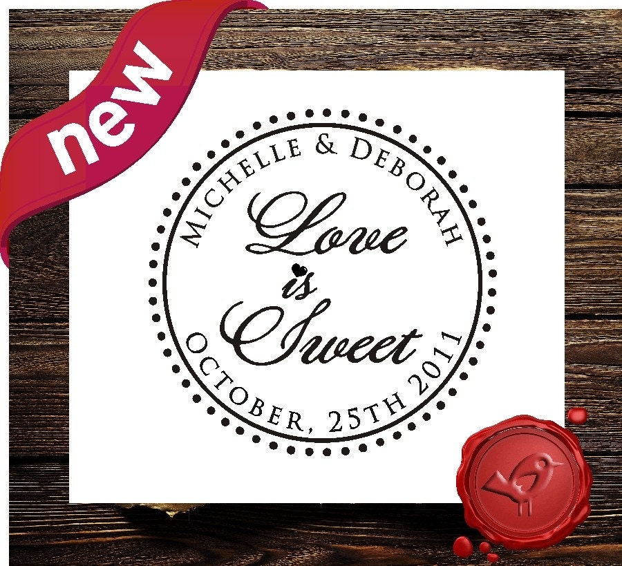 Love is Sweet Wedding Candy Buffet Custom Personalized wood handle save the