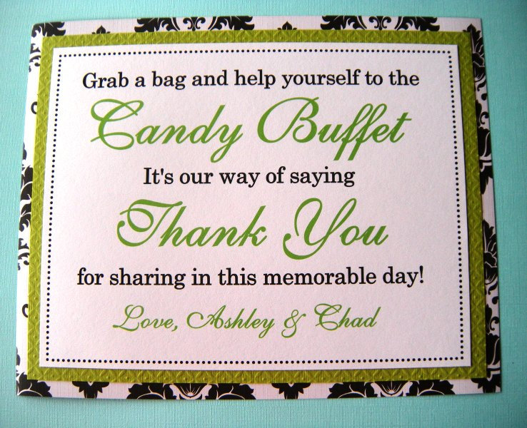 8x10 Custom Printed Flat Candy Buffet or Cookie Buffet Wedding or Party