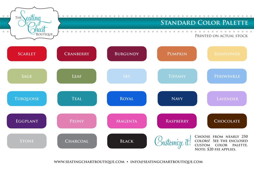 Wedding Seating Chart Color Palette Sample From SeatingChartBoutique