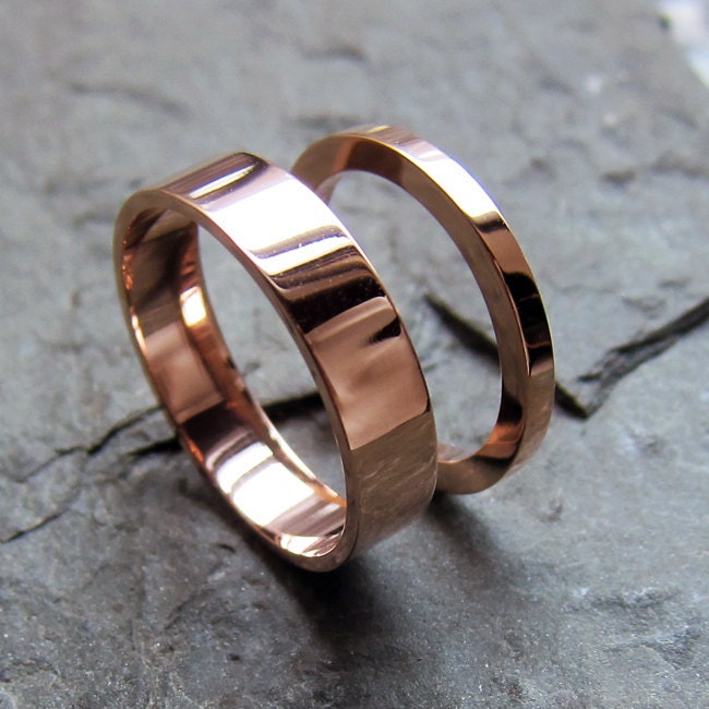 14k pink gold wedding rings, custom set made to order-14k wedding rings, 14k rose gold, pink gold, wedding bands