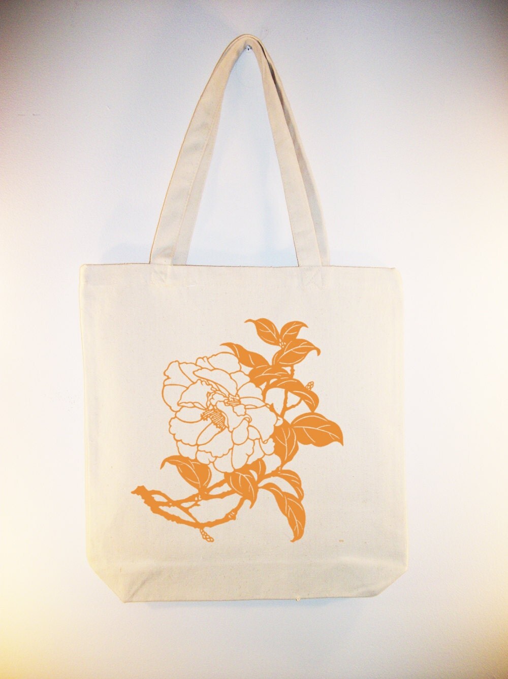 Japanese Flower Image Canvas Tote Market Bag Ecofriendly available in