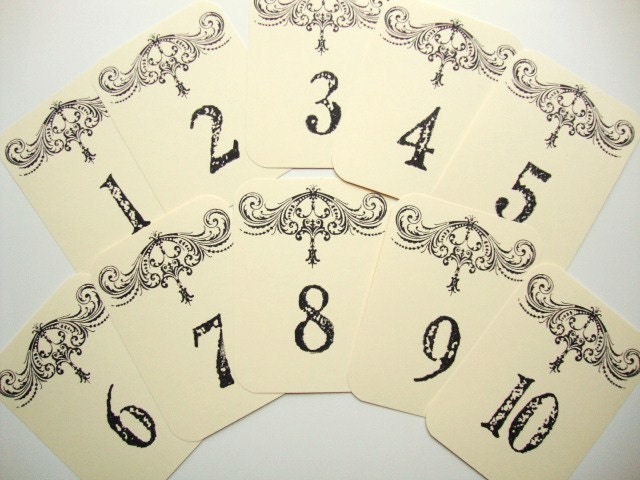French Country Wedding Table Number Cards From papergirlstudios
