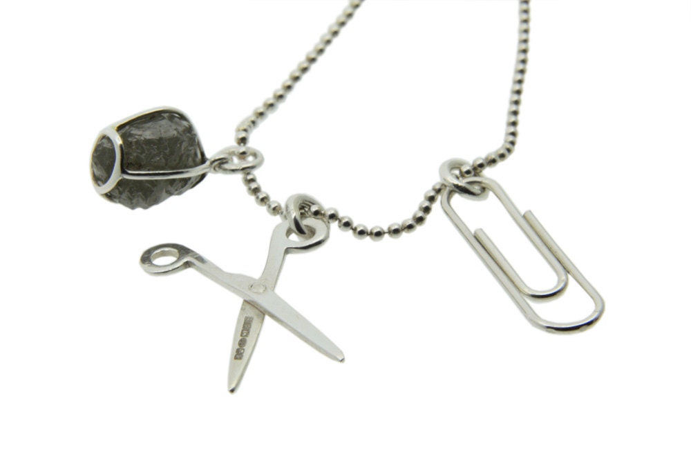 Paper Scissors Rock Necklace by Rockcakes