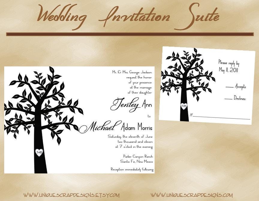 PRINTABLE Rustic Tree of Love Wedding Invitation Suite Style DWIS2002 