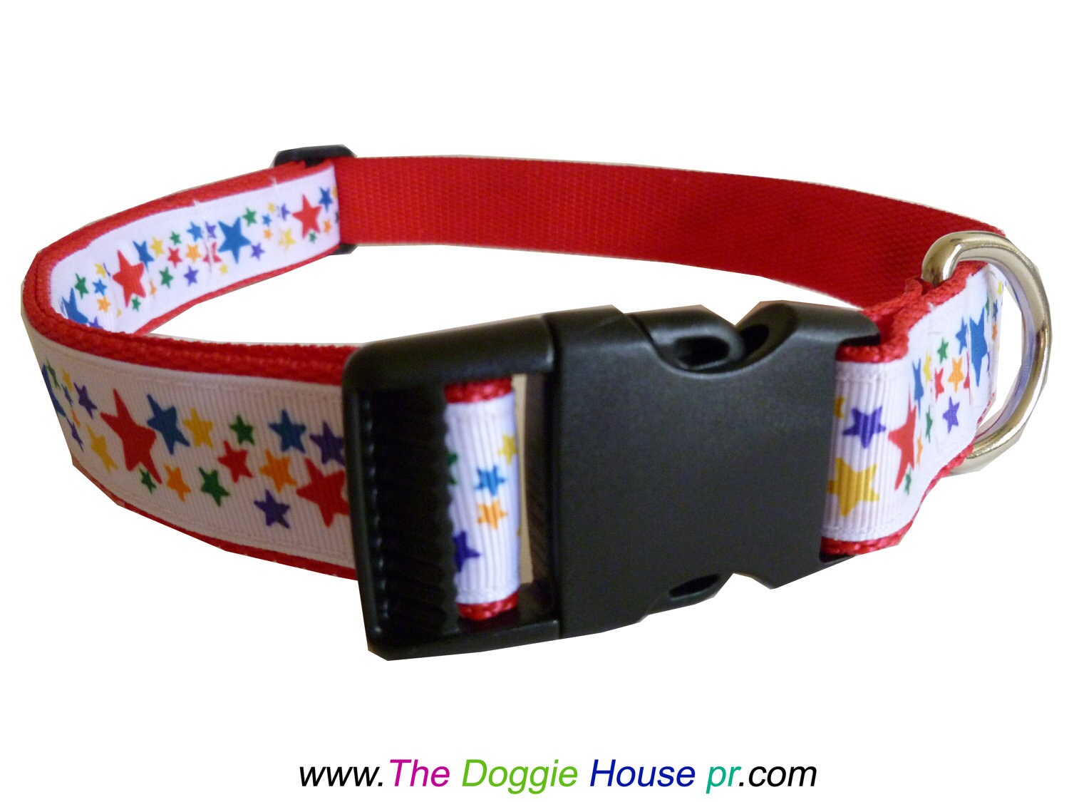 Dog Collar Colorful Stars 18 Long 1 Wide From thedoggiehouse