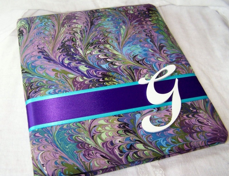 WEDDING GUEST BOOK Peacock Purple Blue Teal and Green