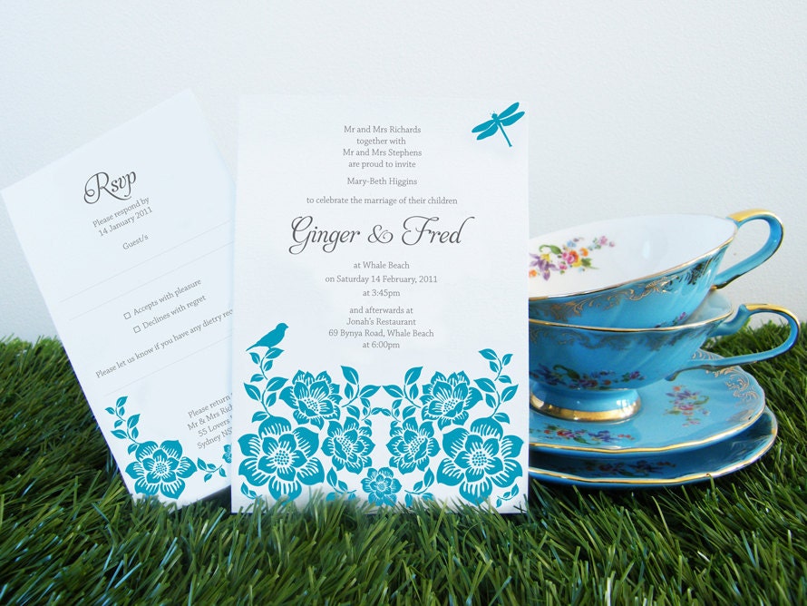 Secret Garden Wedding Invitation and RSVP sample From orchardandbrown