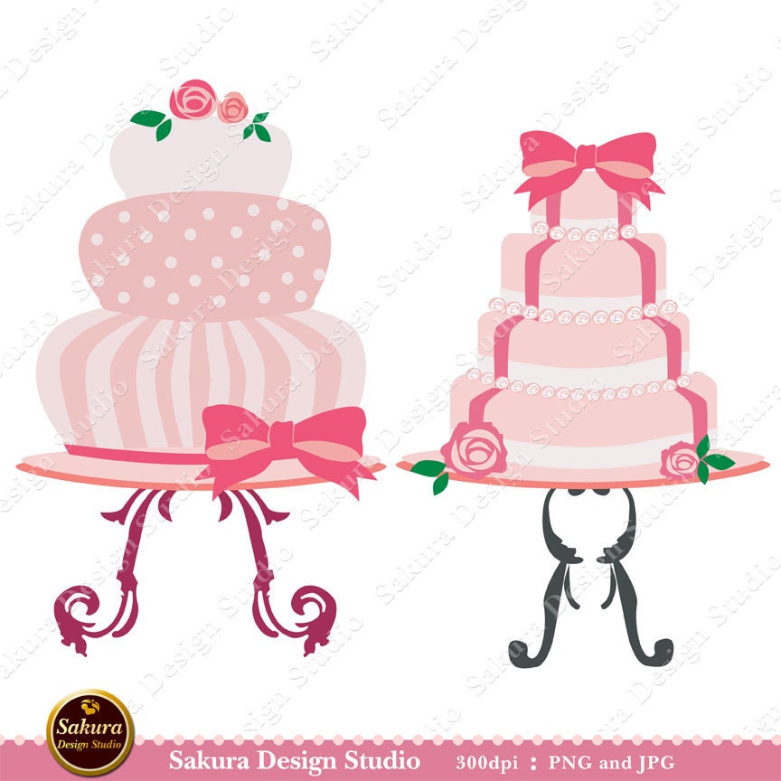 Wedding Cakes Pink Digital Scrapbook Paper Clipart Paper Crafts Cards