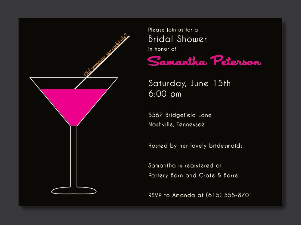 Cocktail Bridal Shower Invitation From PaperPerfectionist