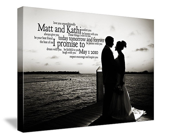 Wedding Vow Art Custom Photo Personalized Art Typography and Photo on Canvas
