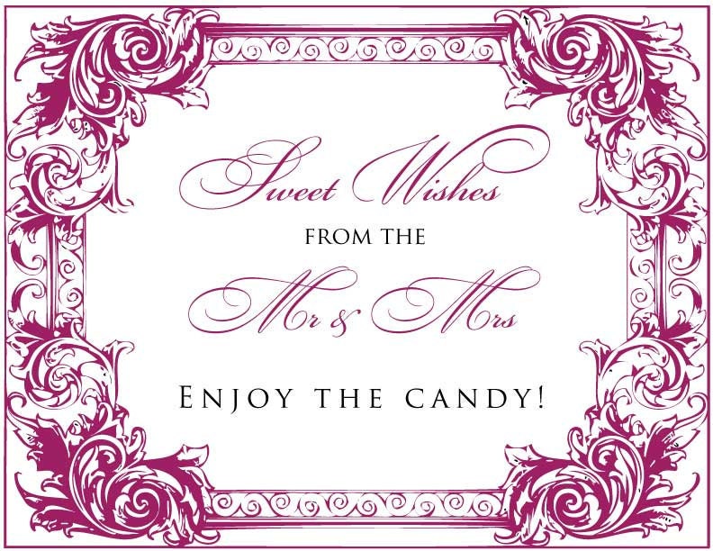 Wedding Candy Buffet Sign Vintage Romantic Digital File