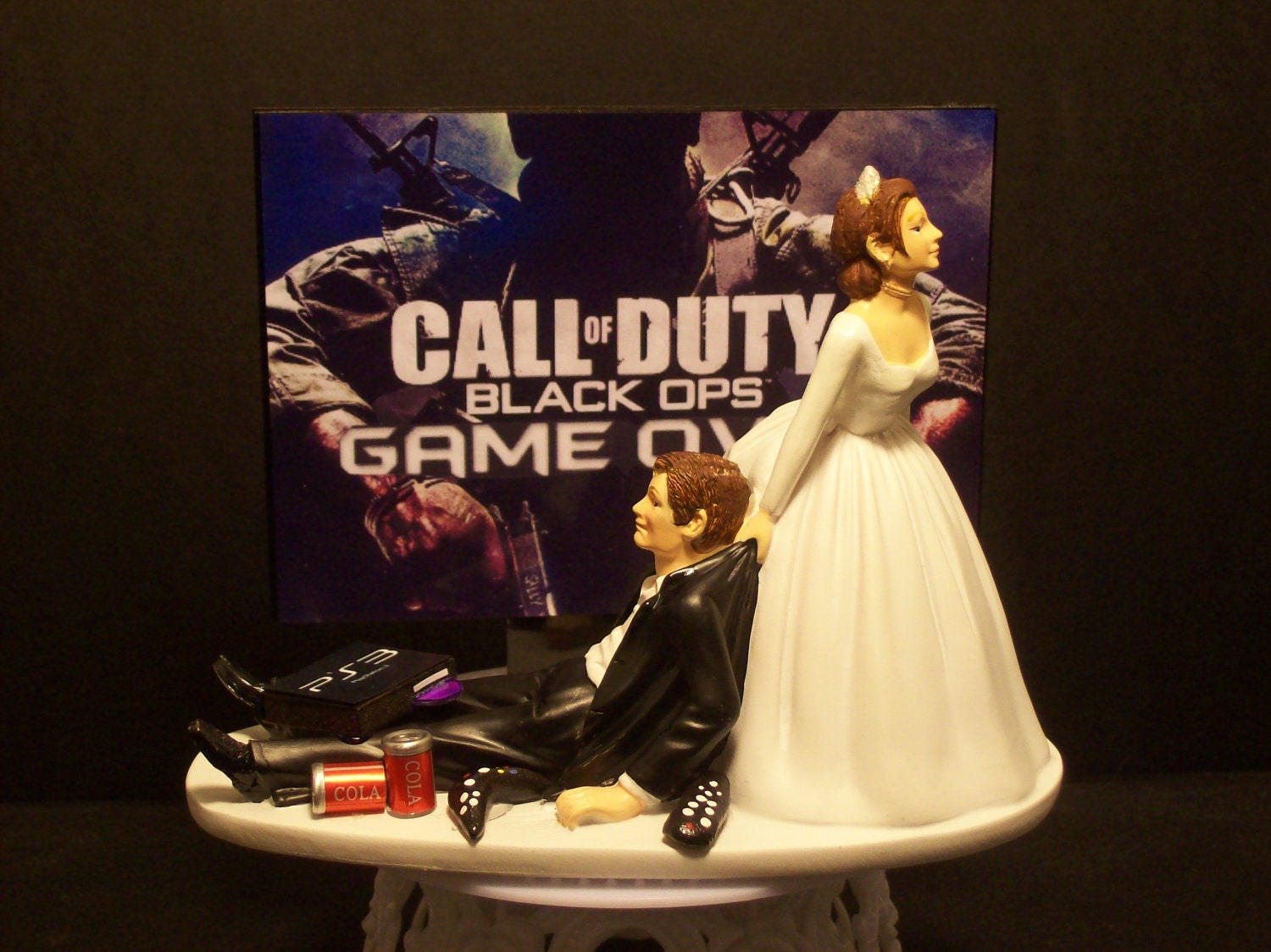 funny computer game wedding cake topper