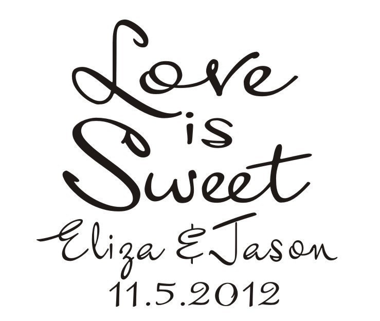 Love is sweet wedding Candy Buffet Custom Rubber Stamp From stampoutonline