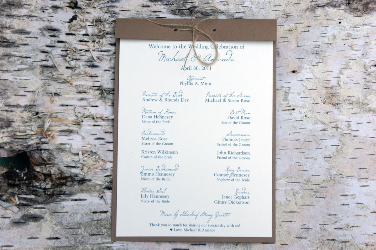 Rustic Wedding Programs