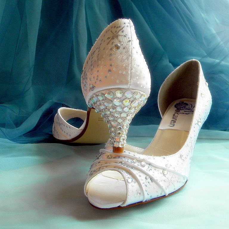 Wedding shoes winter snowflakes swirls baby blue crystals From norakaren