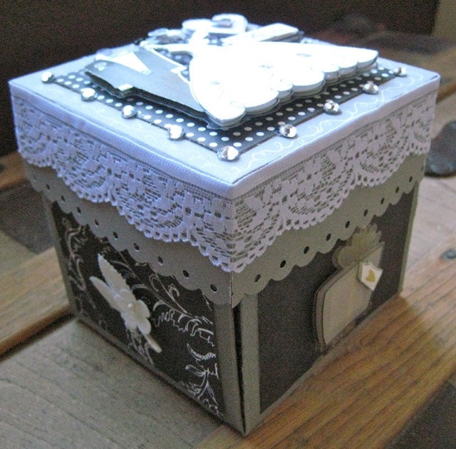 Black white and gray Wedding Exploding Box From PaperDollsLV