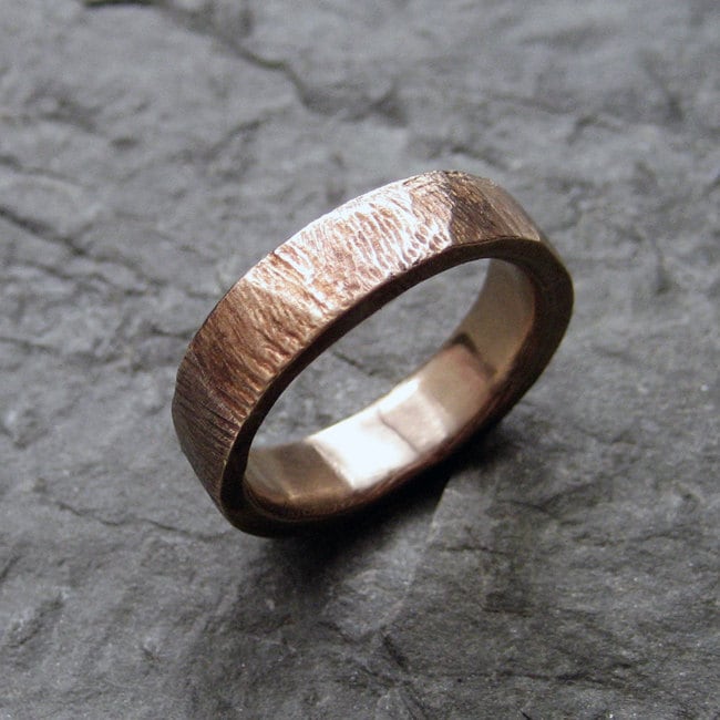 Bronze bark rustic wedding ring textured rustic ring alternative weding 