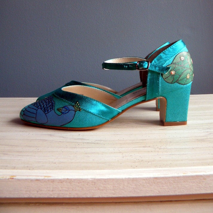 Wedding Shoes something blue mary janes teal peacock From norakaren